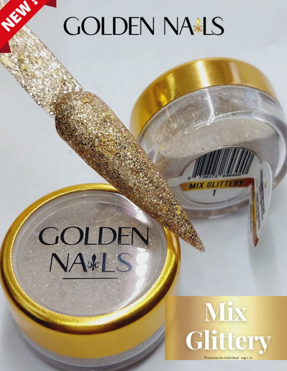 MIX GLITTERY #1 GOLDEN NAILS